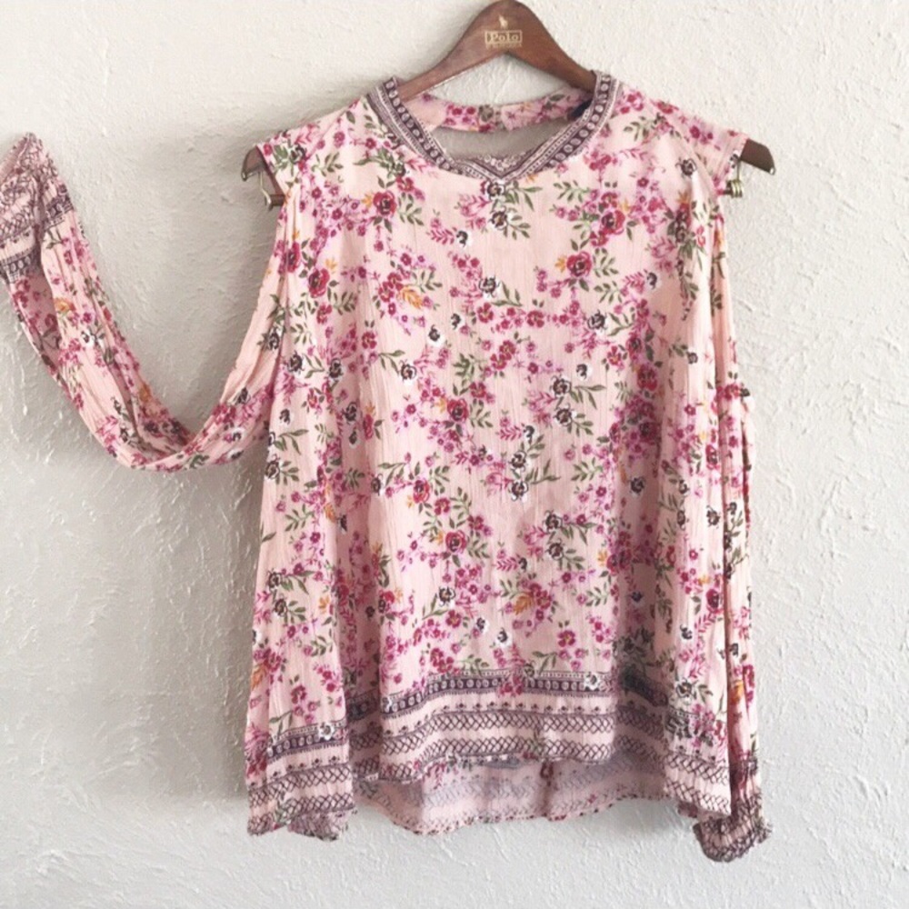 Blue Rain Cold Shoulder Top